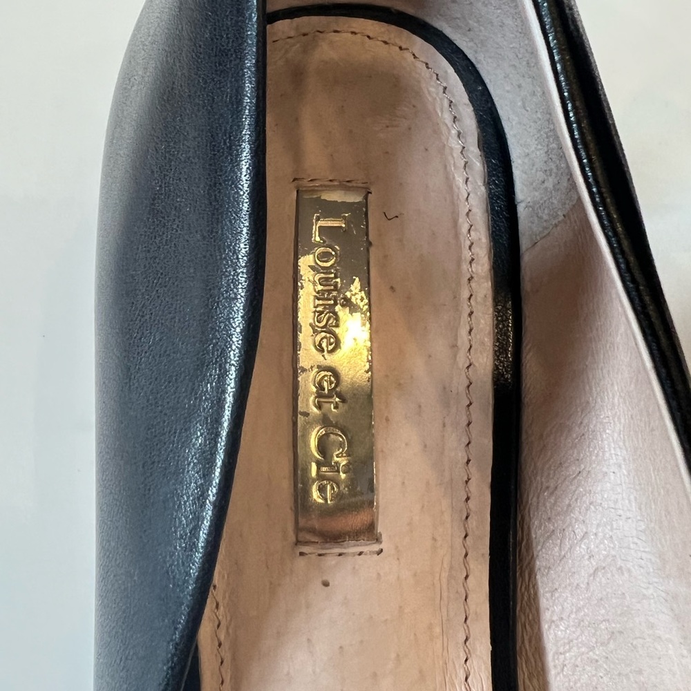 Louise Et Cie Kitten Heel Leather Heels with Calf Hair Leopard Print Toe 9.5 - Picture 5 of 11